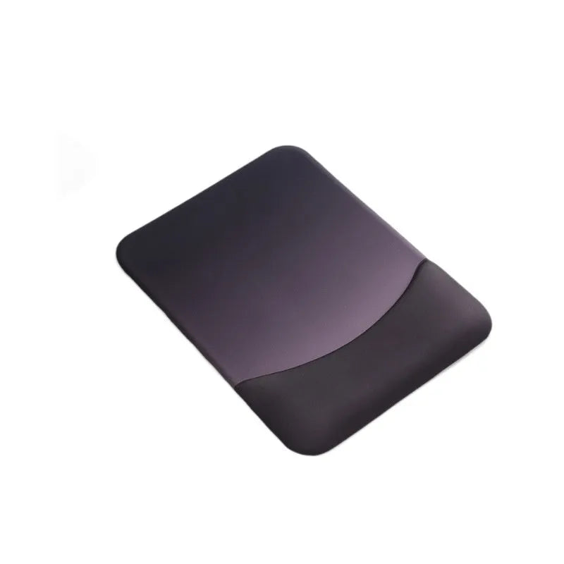 Square cloth-covered silica gel wrist rest mouse pad on a desk.