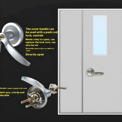 Stainless steel fireproof push lock with external handle for 65cm baked paint doors