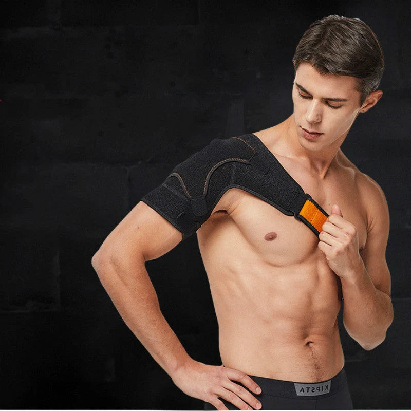 Adjustable Sports Shoulder Protector Support Belt in black, designed for injury recovery
