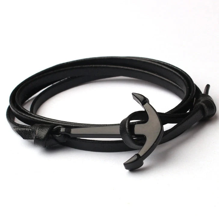 Stylish unisex anchor bracelet with hand strap, perfect for nautical fashion enthusiasts