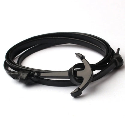 Stylish unisex anchor bracelet with hand strap, perfect for nautical fashion enthusiasts