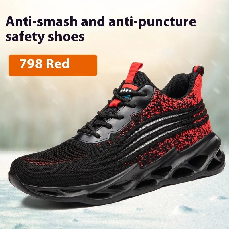 Brown leather labour protection safety shoe with rubber sole, shown on a white background.