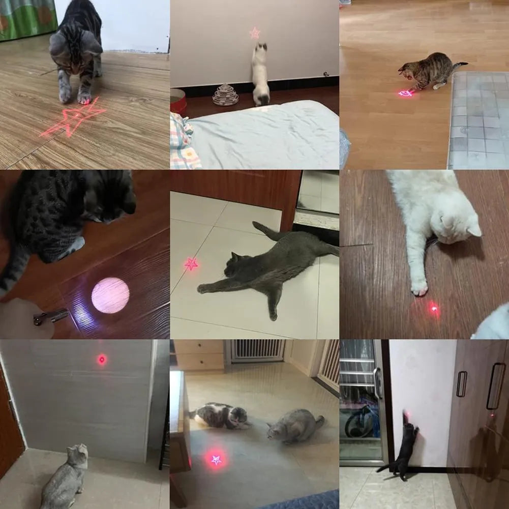 USB rechargeable infrared cat teaser toy with key chain in black or pink measuring 5x2.5 cm