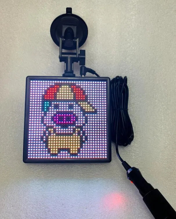 Bluetooth wireless LED car display screen with aluminium frame and 1024 RGB lights