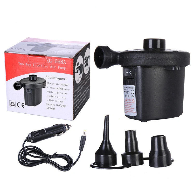 Dual-purpose electric air pump for cars and household inflation needs
