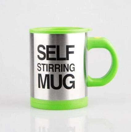 Self-stirring magnetic mug in stainless steel with food-grade PP plastic lid