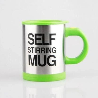 Self-stirring magnetic mug in stainless steel with food-grade PP plastic lid