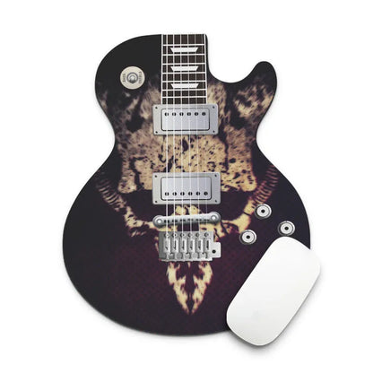 Guitar-shaped mouse pad, 22cm x 18cm, natural rubber and fine cloth, 2mm thick, anti-skid back, nine guitar styles.