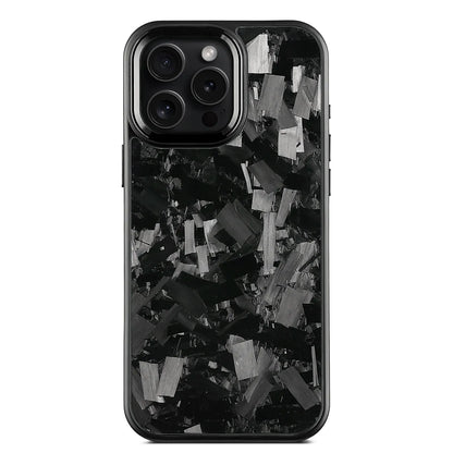 Metal frame forged pattern mobile phone protective shell in black with carbon fibre texture and magnetic function