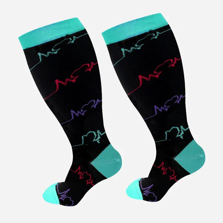 Premium plus size compression socks with breathable bamboo fibers, innovative compression technology, and stylish designs for active lifestyles