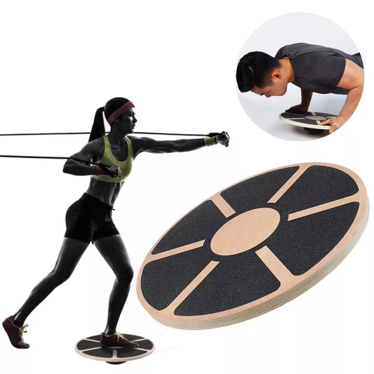 Wooden anti-skid balance board for fitness training, 39.5cm diameter