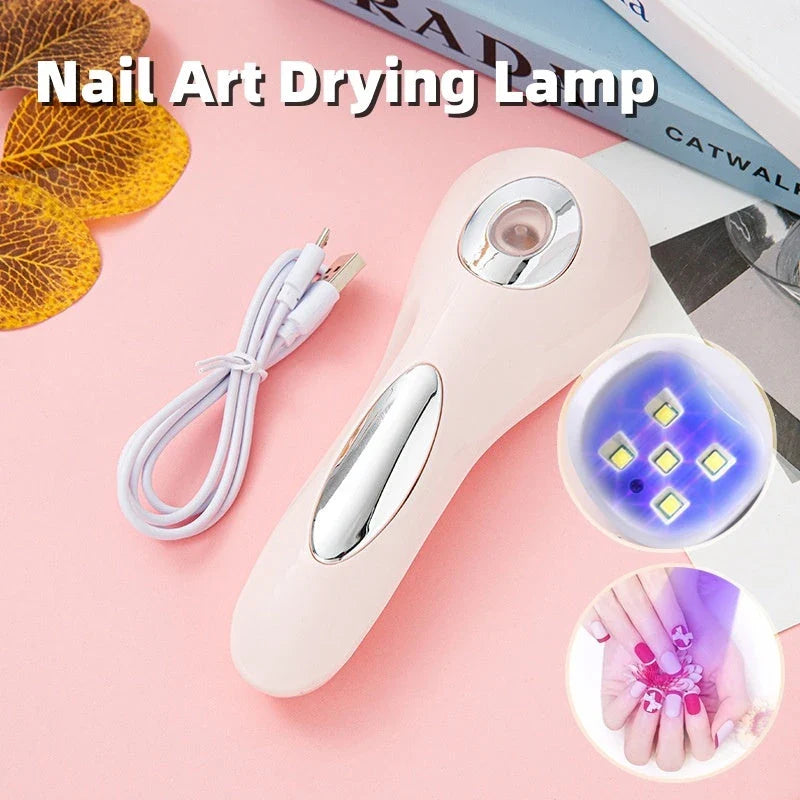 Rechargeable Handheld UV LED Nail Dryer with 5 high-intensity LED bulbs for fast curing and salon-quality gel manicures on the go