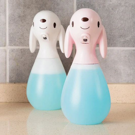 Automatic soap dispenser with cartoon design, featuring a compact size, hands-free operation, and innovative froth technology for efficient and hygienic hand washing