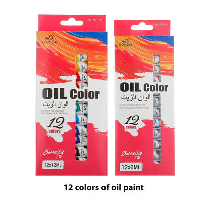 12-colour artist pigment set with tubes for acrylic, gouache, watercolour, oil painting, glass and textile techniques