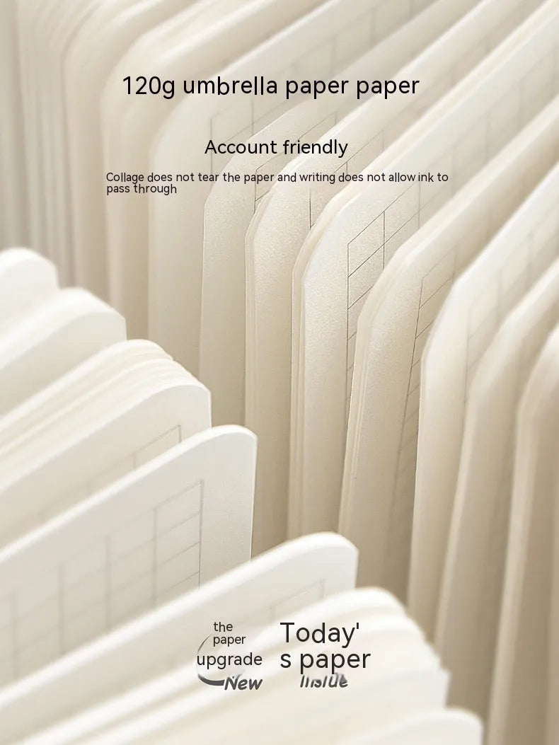 Square white note diary with heart design, 148mm dimensions with checkered pages