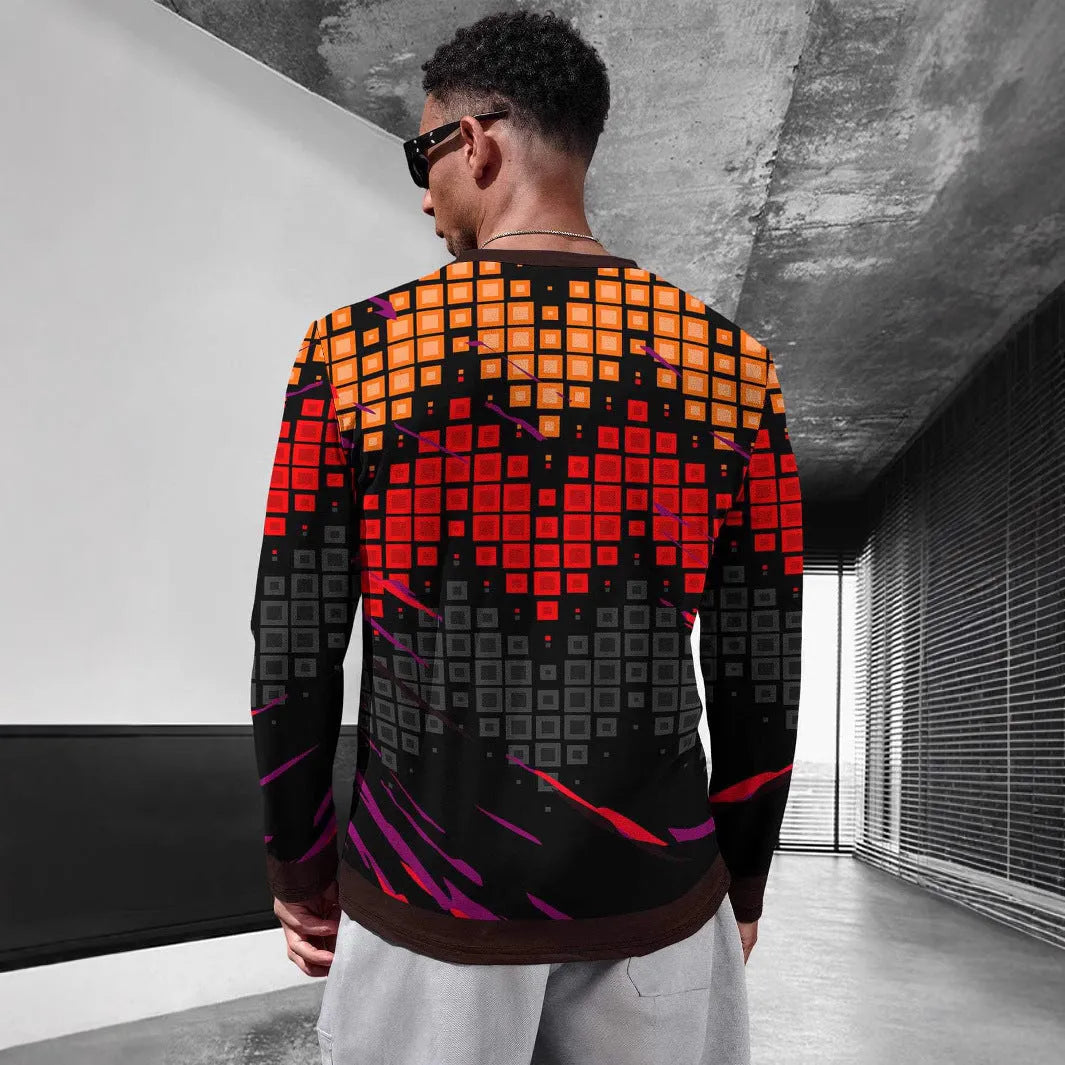 Man wearing a long sleeve milk silk pullover in a round neck, Young Casual style.