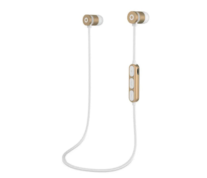 Black metal neck-mounted Bluetooth sports headset with magnetic in-ear earpieces