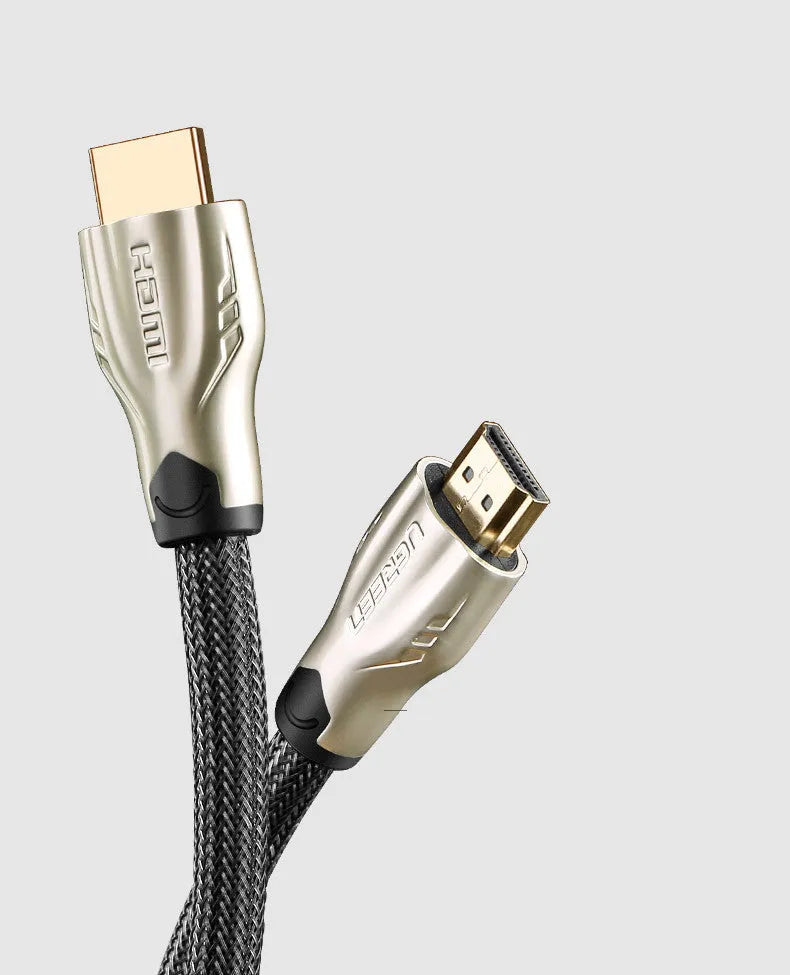 Version 2.0 4K HDMI cable with gold-plated connectors and black PVC outer cover showing length options