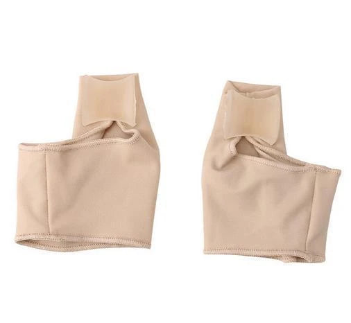 Corrective toe separator socks featuring a gel pad for bunion pain relief and a silicone toe spacer for proper foot alignment
