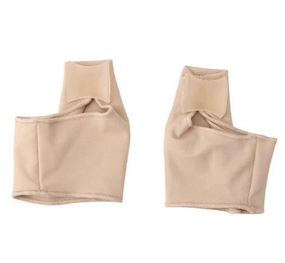 Corrective toe separator socks featuring a gel pad for bunion pain relief and a silicone toe spacer for proper foot alignment