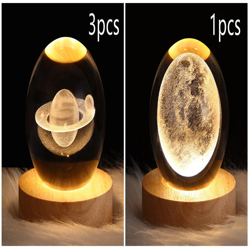 Enchanting galaxy crystal ball night light with 3D pattern, creating a mesmerizing celestial display for bedroom decor