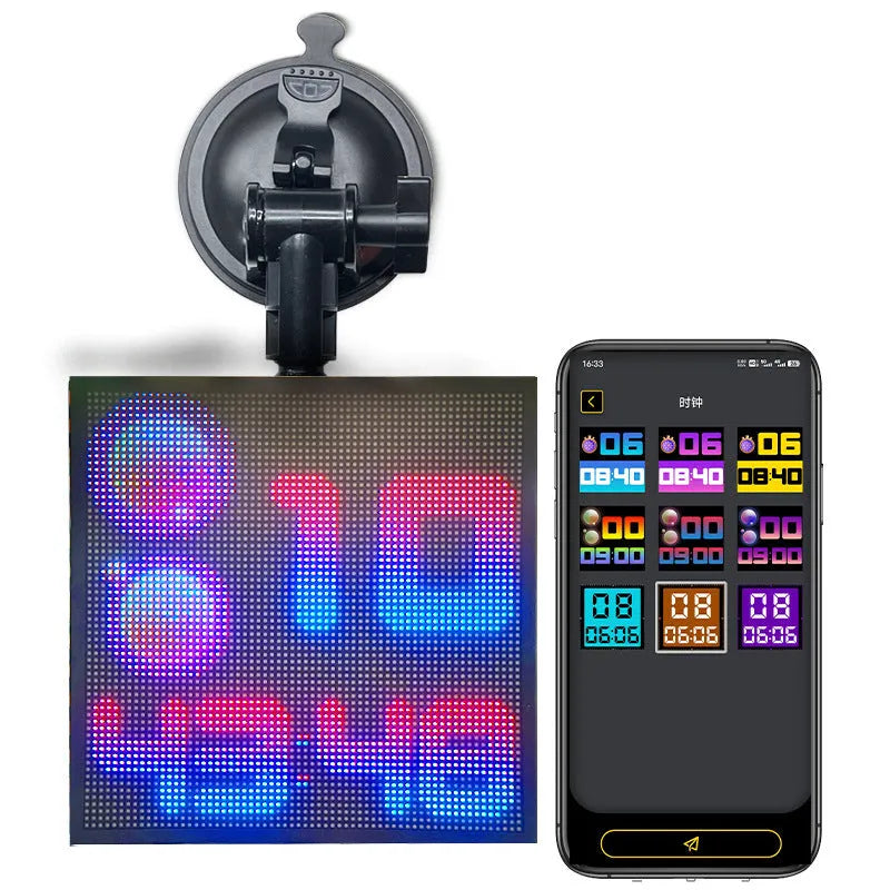 Bluetooth wireless LED car display screen with aluminium frame and 1024 RGB lights