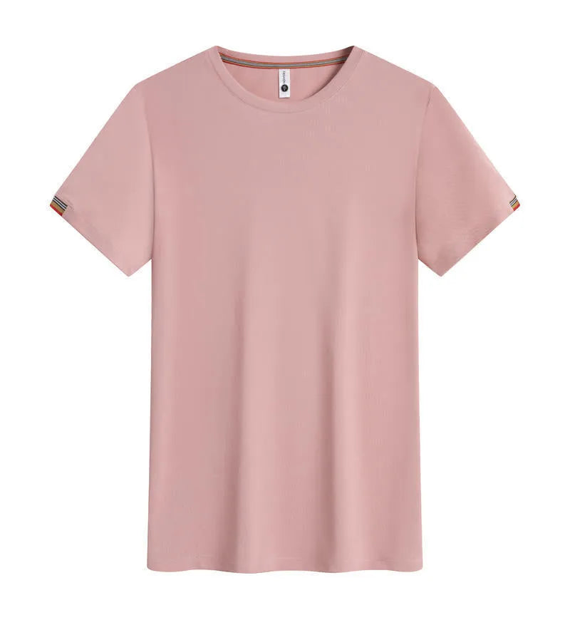 Men's grey round neck ice-feeling fibre pullover shirt for business and sports wear.