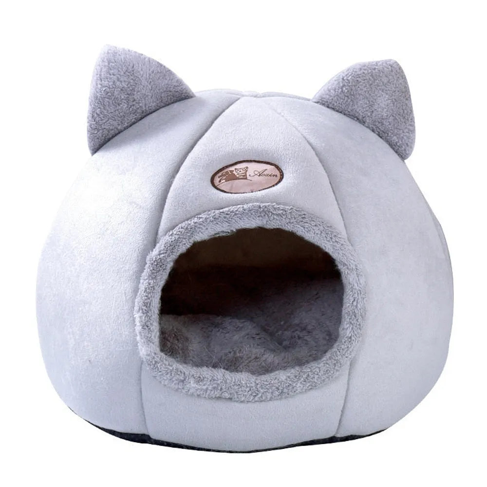 Fully enclosed winter cat nest sofa bed with soft cushion in large size