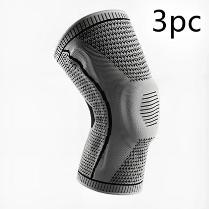 Compression sports knee pads with silicone springs for meniscus protection during basketball and running activities