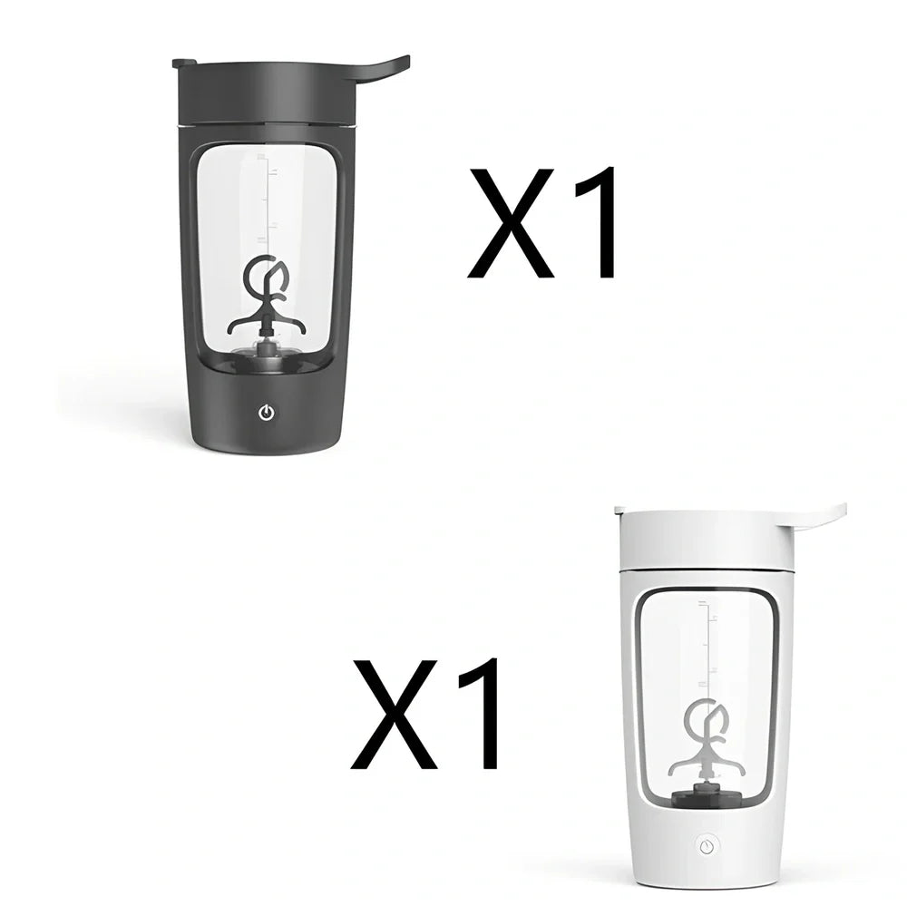 650ml black electric protein shake cup with scale lid and USB charging port for fitness use