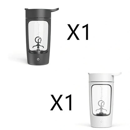 650ml black electric protein shake cup with scale lid and USB charging port for fitness use