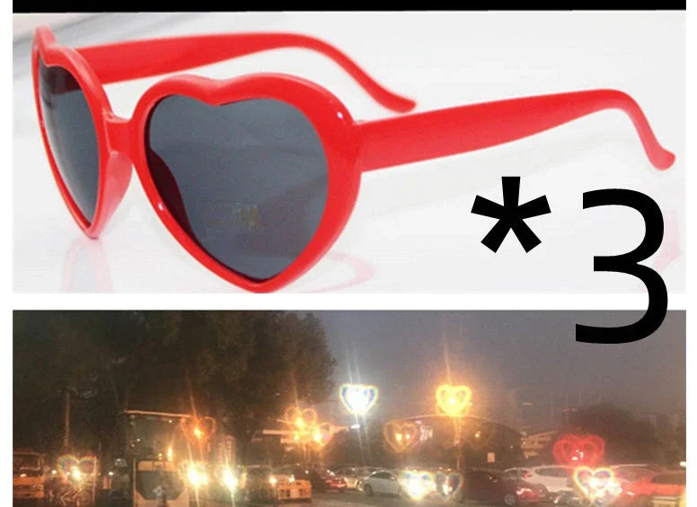 Fashionable heart-shaped light-up glasses with a built-in LED lighting system, perfect for adding a touch of love and playfulness to any occasion.
