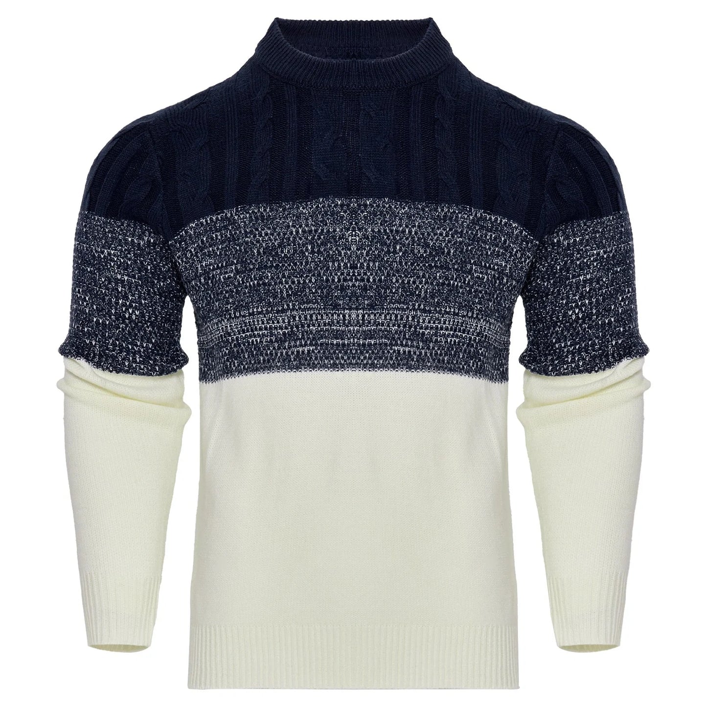 Men's Casual Cable Knit Colour Block Sweater in various colours for stylish comfort