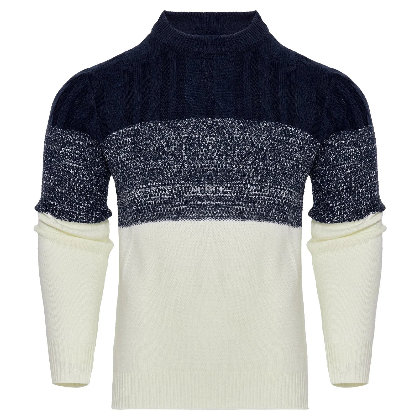 Men's Casual Cable Knit Colour Block Sweater in various colours for stylish comfort