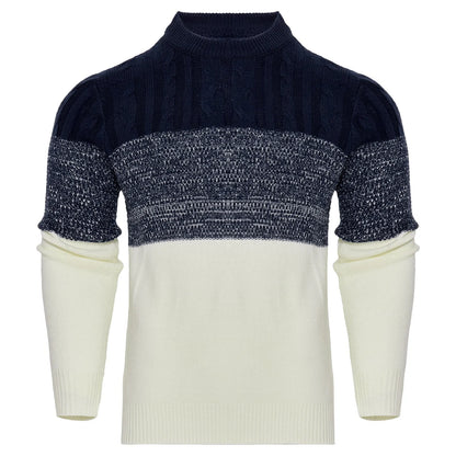 Men's Casual Cable Knit Colour Block Sweater in various colours for stylish comfort