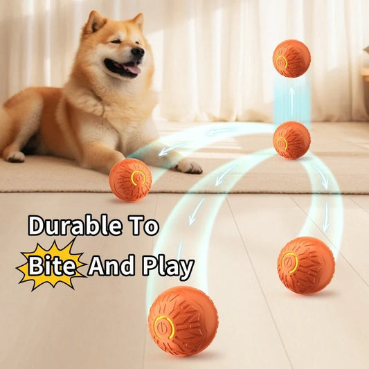 Luminous silicone electric jumping ball for dogs in blue and orange