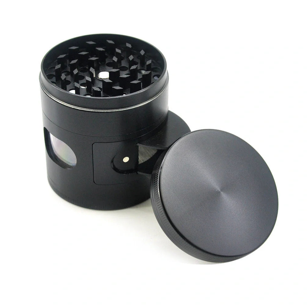 60mm zinc alloy herb grinder with neodymium magnet lid and windmill-style teeth
