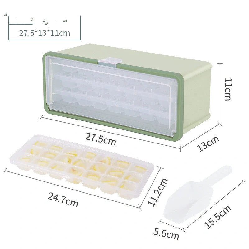 Drawer-type plastic ice cube mold maker with lid and bin for beer cooling