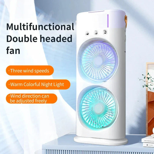 Versatile Portable Humidifier Fan with Cooling Mist - 3-in-1 Climate Control Device in White