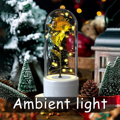 Elegant rose-themed LED light and Bluetooth speaker for romantic ambience and immersive audio experiences