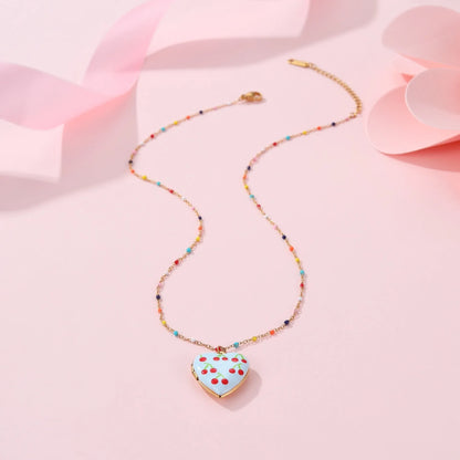 Stainless steel fruit pendant necklace with gold plating on adjustable 41-50cm chain
