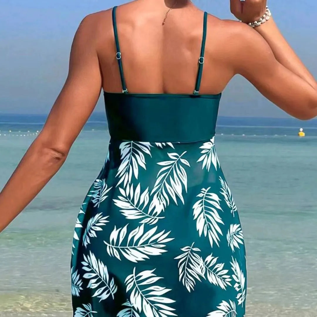 High waist mesh women's swimsuit briefs in split boxer style.