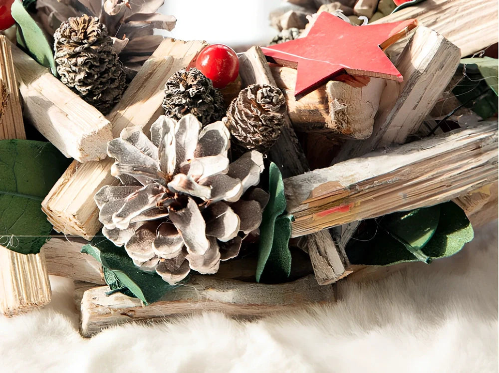 Nordic Porvoo Christmas wreath collection showing five size options from 18cm to 34cm in red and silver colours