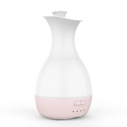 White or pink ultrasonic aromatherapy vase humidifier with night light and 200ml water tank