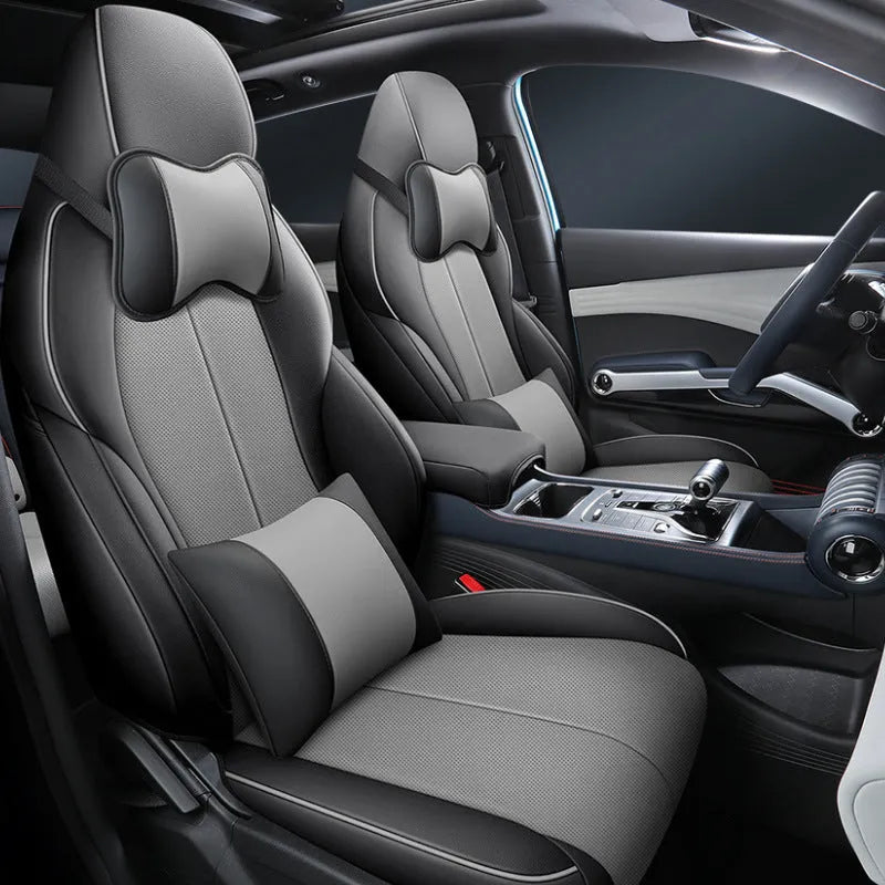 BYD Yuan PLUS car seat with fitted all-inclusive cushion cover in Adventure Green colour.