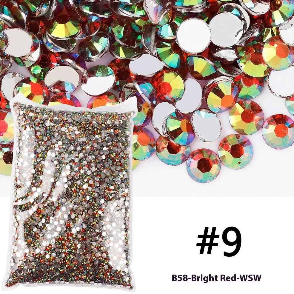 Resin flat magic colour nail rhinestones with eight-mesh pattern in assorted colours and sizes for nail art decoration