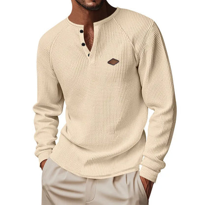 Waffle pattern raglan sleeve pullover in thin polyester fabric shown in sapphire blue