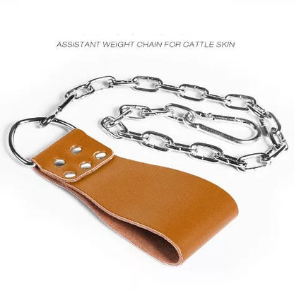 Leather weight lifting belt chain ring for power training in various colours