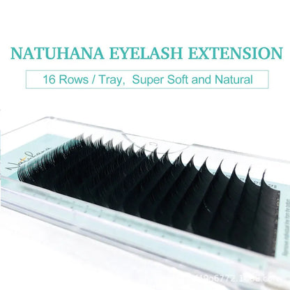 Soft velvet false eyelashes showing artificial fibre construction in various lengths from 7mm to 15mm