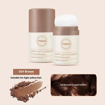 Veejaga Mattifying Powder compact for bangs, hairline, and face oil control in transparent and brown shades.